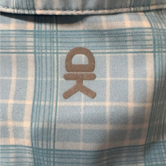 Light Blue Casual Button Down Shirt Plaid Design Pastel Little donkey Andy L - Picture 4 of 5